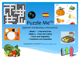 Spanish Vocabulary - Food and Drink, Cutlery Crossword Puzzles