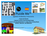 Spanish Vocabulary - House and Rooms - Furniture Crossword