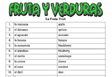 Spanish Vocabulary: La fruta y las verduras (50 words)
