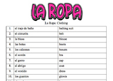 Spanish Vocabulary: La ropa (30 words)