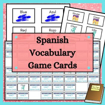 Preview of Spanish Vocabulary Matching Game Cards
