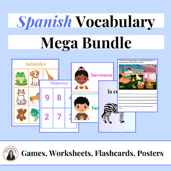 Preview of Spanish Vocabulary Mega Bundle - Digital and Online - Worksheets and Games