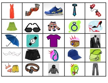 Preview of Spanish Vocabulary Memory Game (ropa)
