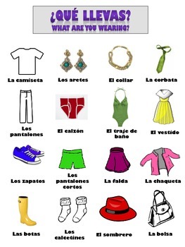 Spanish Vocabulary Package for Clothing by Spanish Weekly | TPT
