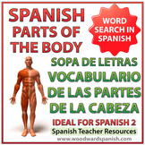 Spanish Vocabulary Parts of the Head - Word Search