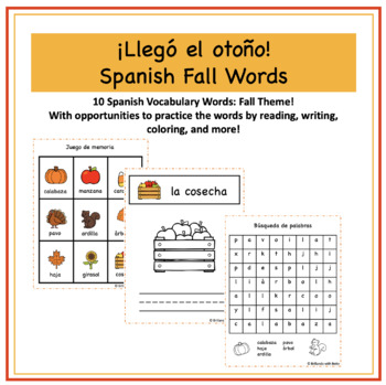 Preview of Spanish Vocabulary Practice - Fall Words