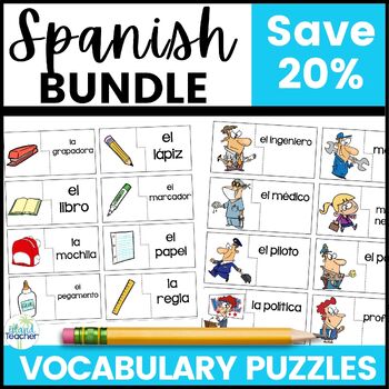 Preview of Spanish Vocabulary Puzzle Bundle