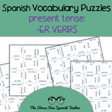 Spanish Vocabulary Puzzle -ER Verbs, Present Tense Conjugation