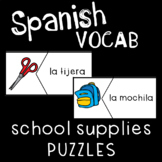 School Supplies in Spanish Vocabulary Puzzles- Materiales 