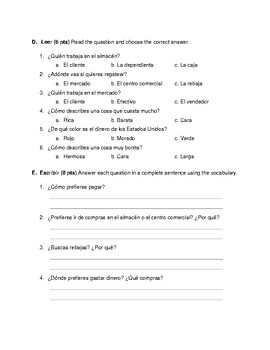spanish vocab quizzes