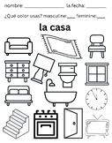 Spanish Vocabulary Review Pages! Color el + la terms. la c