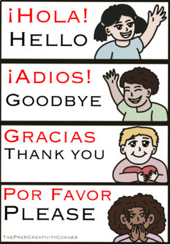 Preview of Spanish Vocabulary Words (Flashcards/Literacy Chart)