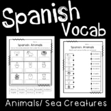 Spanish Vocabulary Worksheets: Animals and Sea Creatures
