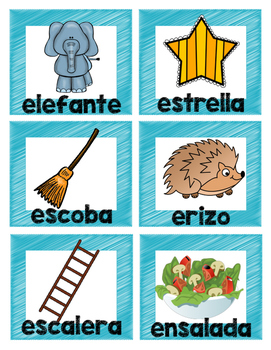 Spanish Vowel Picture Flashcards*Tarjetas de las vocales en español