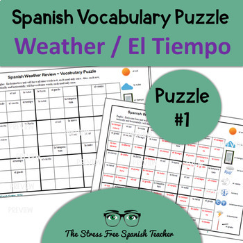Spanish SUDOKU vocabulary WEATHER El tiempo Clima |