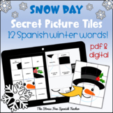 Spanish WINTER Vocabulary Secret Picture Tiles pdf or digital