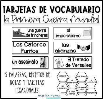 Preview of Spanish WWI Vocabulary + Hexagonal Cards - vocabulario la Primera Guerra Mundial