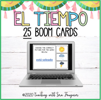 Preview of Spanish Weather BOOM Cards Digital Task Cards 