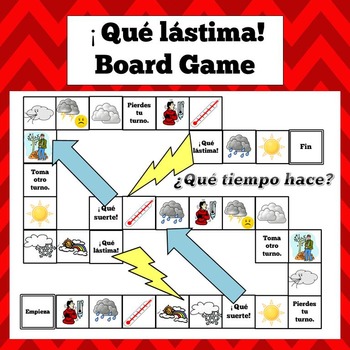 Spanish Weather Expressions Board Game - ¡Qué Lástima! | Tpt