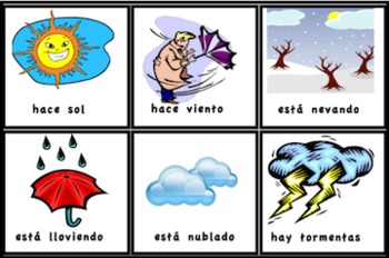 Spanish Weather Cards for Pocket Charts by Heather Magnuson | TpT