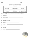 Spanish Weather Expressions Homework/Classwork
