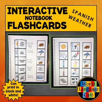 Preview of SPANISH WEATHER INTERACTIVE NOTEBOOK FLASHCARDS ⭐ El Tiempo Flashcards ⭐ Games