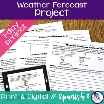 Preview of Spanish Weather Forecast Project - el tiempo print and digital