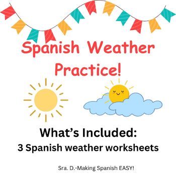 Preview of Spanish Weather Practice Set of 3 Worksheets!