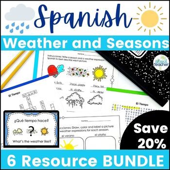 Preview of Spanish Weather Worksheets Games PowerPoint Vocabulary Lesson BUNDLE