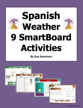 Preview of Spanish Weather Smart Board 9 Games and Activities