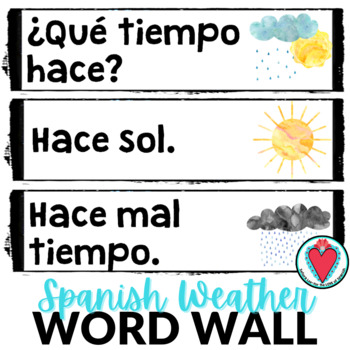 Preview of Spanish Weather Vocabulary Word Wall - El Tiempo Bulletin Board