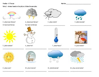 Preview of Spanish Weather Worksheet