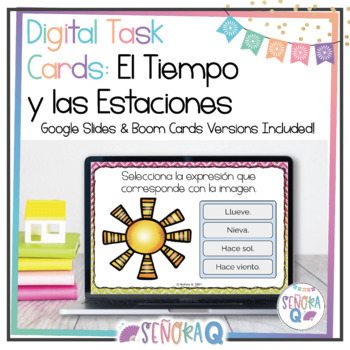 Preview of Spanish Weather and Seasons Digital Task Cards | Freebie