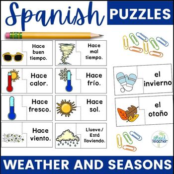 Preview of Spanish Weather and Seasons Puzzles