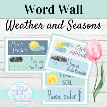 Preview of Spanish Classroom Decor | Weather and Seasons Word Wall