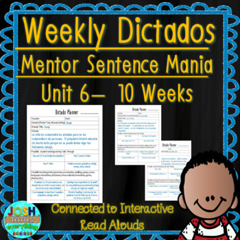 Preview of Spanish Weekly Dictado / Dictation Lesson Plans Unit 6