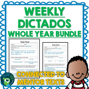 Preview of Spanish Weekly Dictado Lesson Plans Yearlong Bundle