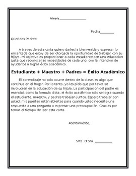 Preview of Spanish Welcome Letter- Editable!