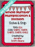 Spanish Whole Number Multiplication and Division Solve and Snip®