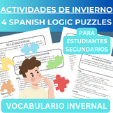 Spanish Winter Activities: 4 Invierno Logic Puzzles | Fast