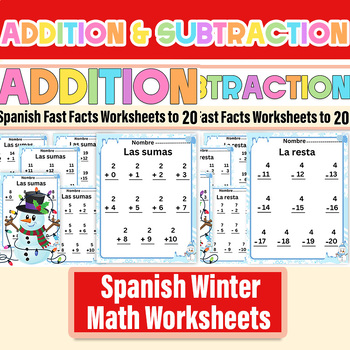 Preview of Spanish Winter Addition & Subtraction 0- 20|Winter Addition & Subtraction to 20