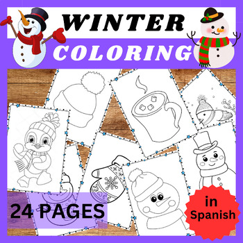 Preview of Spanish Winter Bliss: Simple Winter Activities, Coloring Sheets, and Coloring Pa