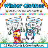 Spanish Winter Clothes Coloring Pages & Flashcards BUNDLE 
