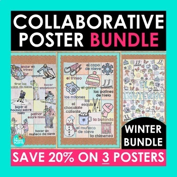 Preview of Spanish Winter Collaborative Poster Bundle 3 Posters and Extension Activities