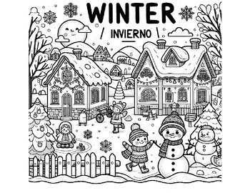 Preview of Spanish Winter Coloring Pages