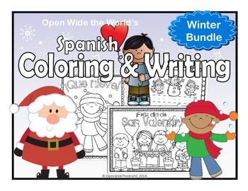 Preview of Spanish Winter Coloring & Writing Bundle