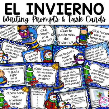 Preview of Spanish Winter El Invierno Writing Prompts and Task Cards
