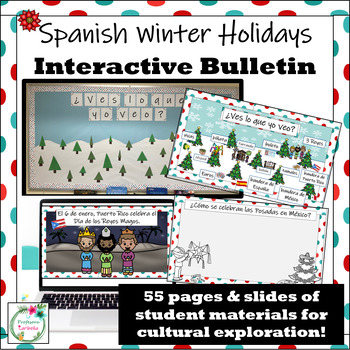 Preview of Spanish Winter Holidays Interactive Bulletin Board Story & Cultural Exploration