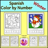 Spanish Winter Invierno Color by Number to 20 Colorea por Número
