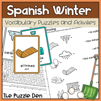 Preview of Spanish Winter Puzzles and Activities for Grades 1 to 6